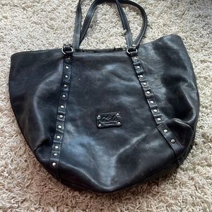 Beautiful Patricia Nash Italian Leather Black Studded Embellished Shoulder Bag